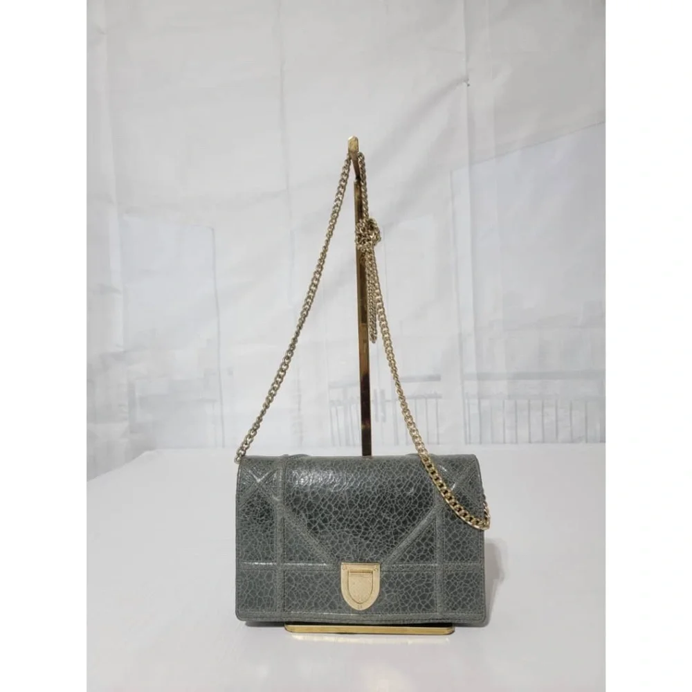 Authentic CHRISTIAN DIOR Metallic Brushed Calfskin Diorama Wallet on Cha… - Picture 3 of 16